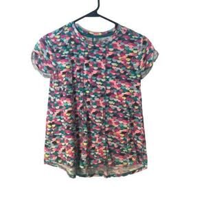Cat & Jack Womens Tunic Short Puff Sleeve Relaxed fit‎ Blouse Multicolored Sz L